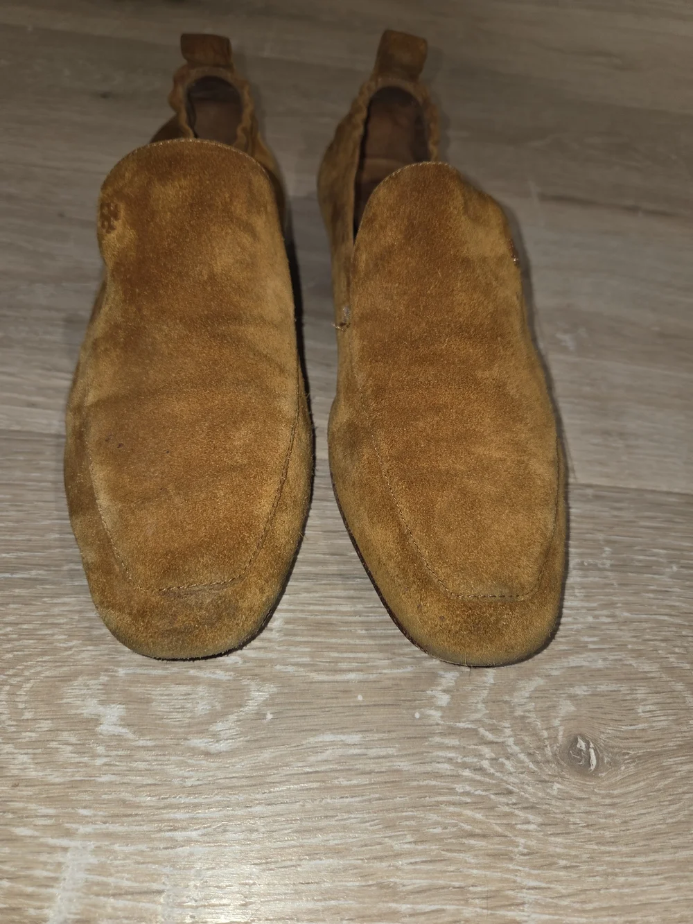 Tory Burch Kira 20 Elastic Womens Loafer Suede Leather Camel Tan Sz 9.5-10